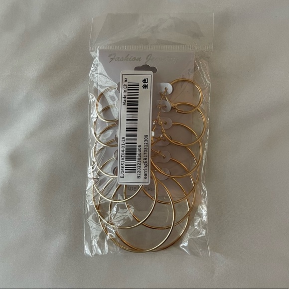 SHEIN Jewelry - SHEIN Gold Hoop Earrings, 6 pairs of varying sizes. New/Unopened!